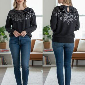 Vintage Christina 1980s angora‎ sweater with sequin beaded detail size Medium